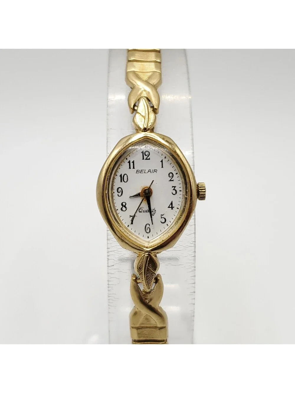 Belair Quartz Ladies Watch 16mm For Parts Or Repair Gold Tone Stretch Band